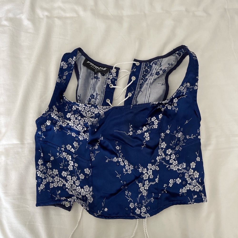 blue corset top